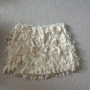 Haute Hippe Feather White Mini Skirt